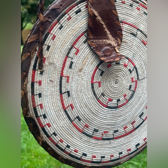 Antique Southwest or African Tribal Woven Basket Purse Pigskin RARE - Picture 4 of 10